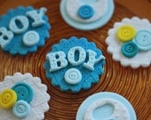 Whimsical Boy Baby Shower Button Fondant Toppers - Perfect for Cookies, Cupcakes and Other Edible Treats - LesPopSweets