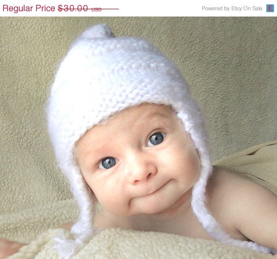 SOLSTICE SALE Christmas Holiday Snow Angel knitted baby hat children clothing size 2 years and up white winter hat baby photo prop Ready t - BoondocksBabies