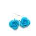Rosebud Rose Flower Polymer Clay Turquoise Blue Dangle Earrings. Turquoise Blue Jewelry. Turquoise Blue Roses.Flower Jewelry