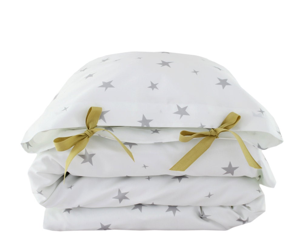 ORGANIC Toddler Bedding set - Stars - grey