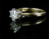 High Set .75 Carat Vintage Diamond Solitaire Engagement Ring / 14k Yellow Gold
