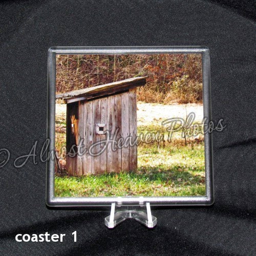 Country Outhouse Photo Coasters