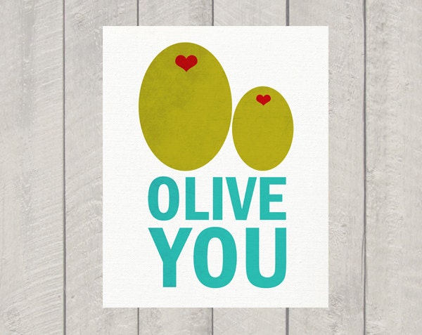 Nursery Art Print - Olive You - 8x10