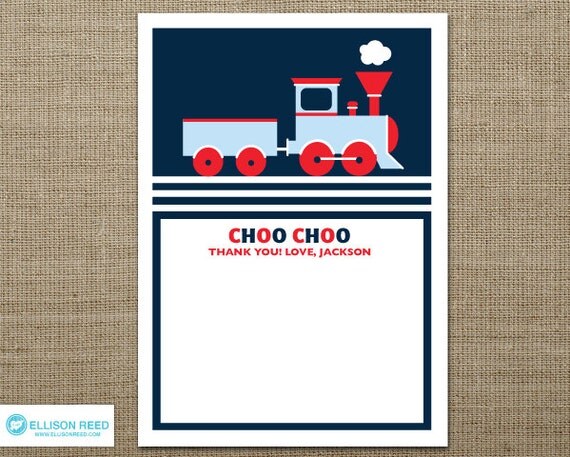 Train Printable - Train Birthday - Train Thank You Note - choo choo - printable party - 2nd birthday - first birthday - boy birthday - red Il_570xn