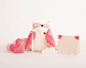 Owl handmade with a heart and card in a gift box. Christmas Gift Valentine's Day