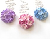 Purple Hydrangea, Pink Hydrangea, Blue Hydrangea Necklace, Flower necklace, bridesmaid Necklace, Hydrangea Jewelry.