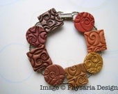 Bracelet Polymer Clay Texture Tiles Warm Neutrals Orange Brown Tan Gold