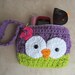 OWL WRISTLET.  Crochet Owly Wristlet with lining and zipper. CUTE Gift for Girlfriend, child, mom, cousin.