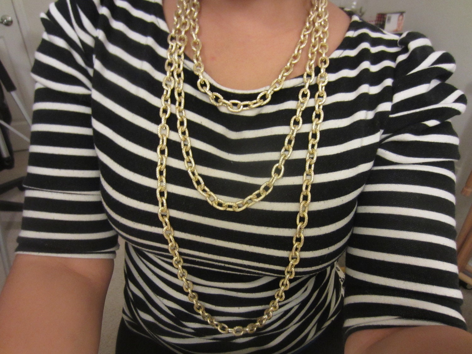 Triple Layer Small Textured Chain Necklace
