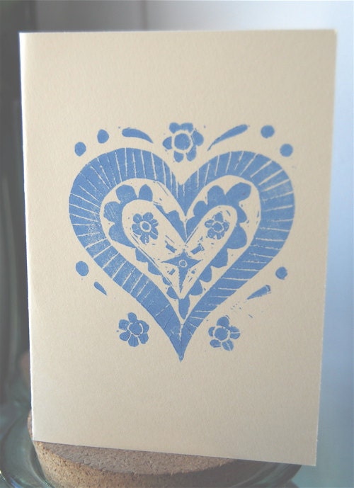 Heart hand printed card