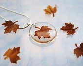 Autumn Necklace Petite Resin Jewelry Pressed Leaf Mini Maple Petite Transparent Airy Botanical Necklace / Pendant
