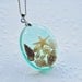 The Mermaid's Necklace 02 Oval Nautical Jewelry Resin Starfish Tiny Seashells Aqua Specimen Necklace Fairy Tale Fantasy Unique Handmade