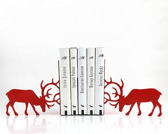 Bookends — Butting Deer — laser cut for precision these metal bookends will hold your favorite books