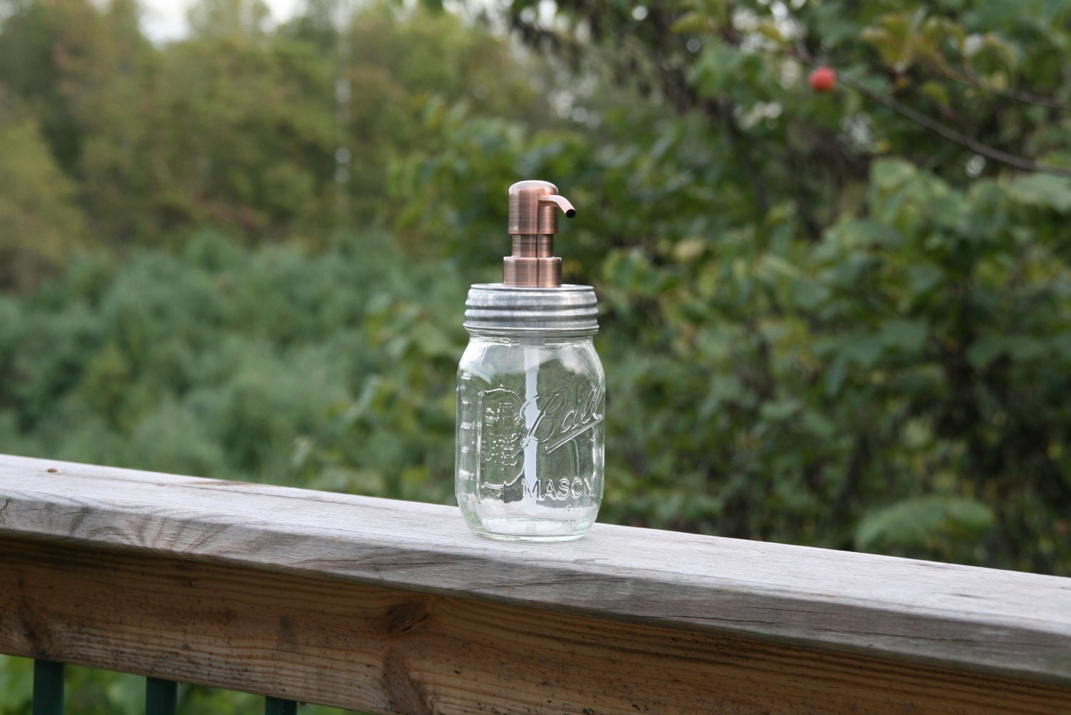 Mason Jar Soap Dispenser with Metal Copper Pump - Clear Pint Jar Lotion Bottle - Ball Mason Canning Jar