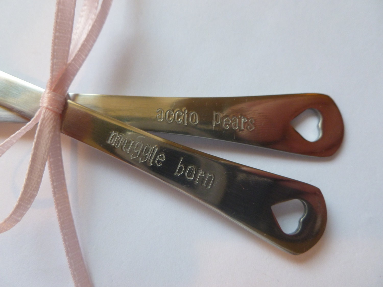 Baby Spoon Set - Muggle Born / Accio Pears - Hand Stamped in Magical Font