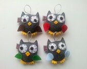 Felt Owl St Patricks Day Ornament SET of 4 Made to Order Hostess Gift Baby Shower Party Favor