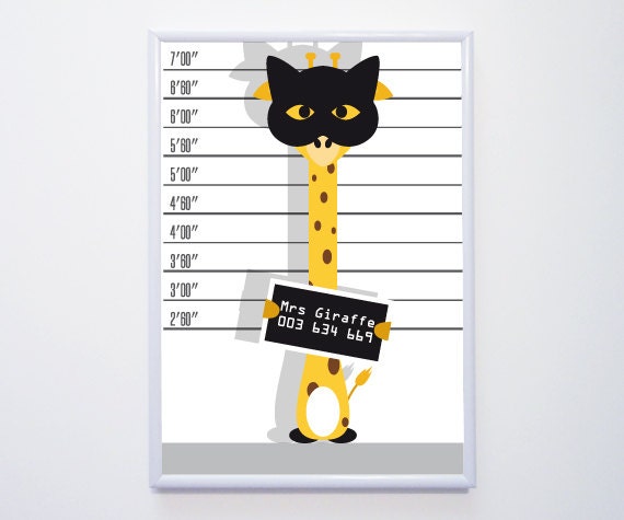 Affiche A4 - Illustration imprimée "Mrs Giraffe"