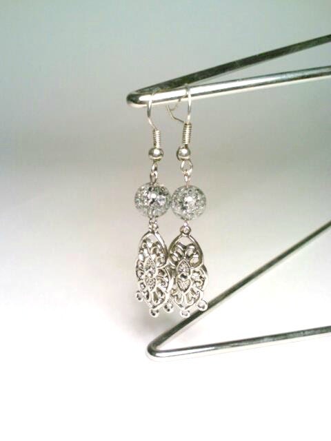 Earrings, Silver Earrings, Dichroic Earrings, Dangle Earrings