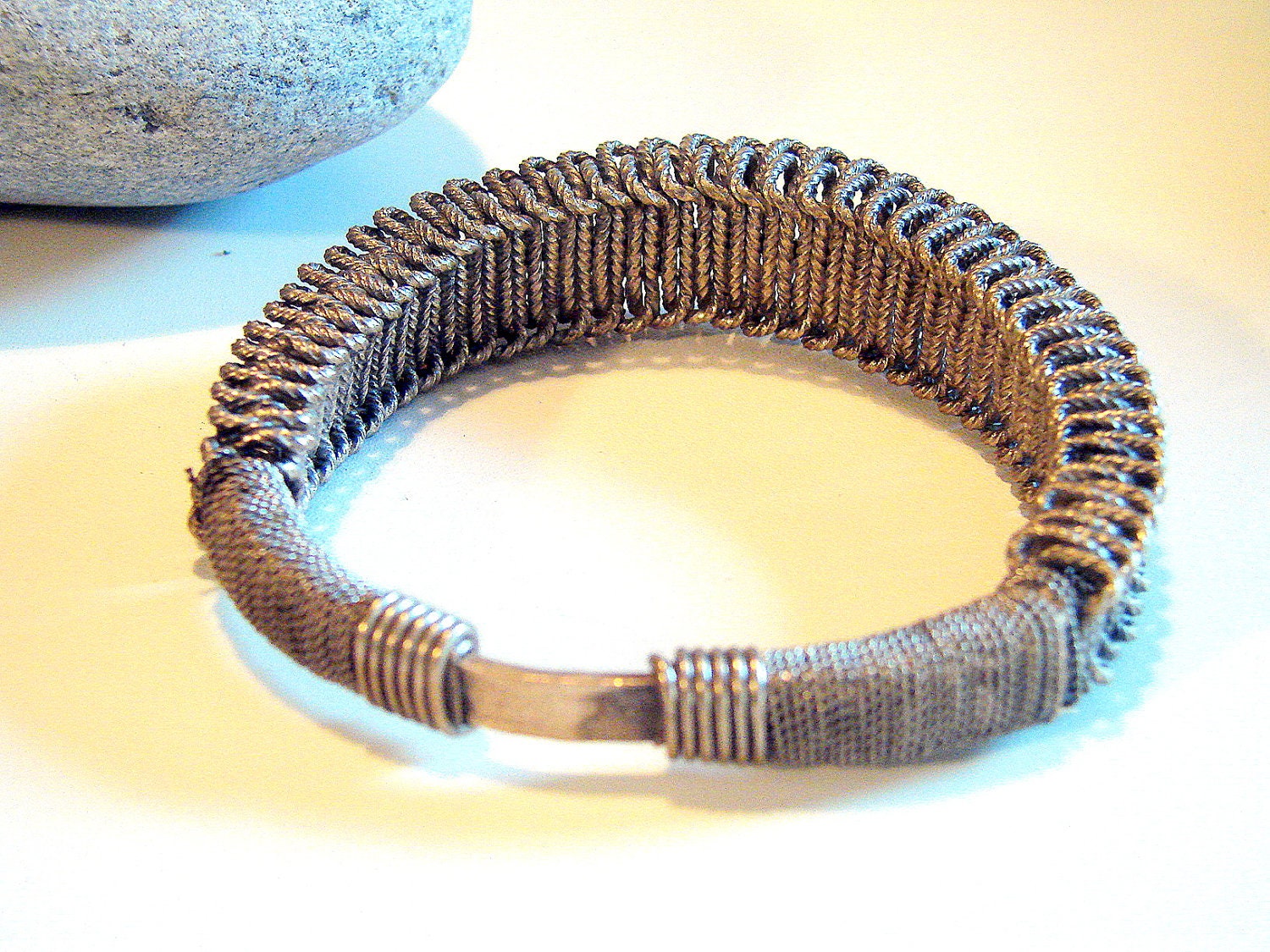 Beautiful Antique Primitive Miao China Tribal Silver Bangle