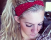 Red - Stretch Twist - Thin Lace Headband