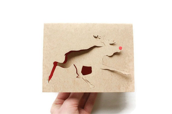 RUDOLPH was a MOOSE pop-out Christmas Card