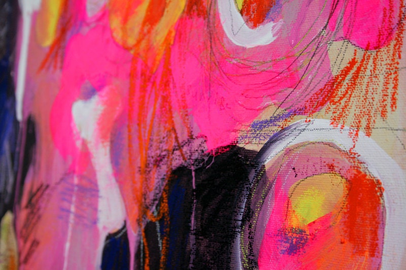 Contemporary Modern Mixed Media Abstract Painting Art by JUURI 20 x 20 x .75"