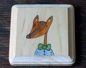 Fancy Fox - Original Watercolor Painting on Wood