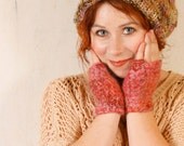 Pink gloves woman Winter mittens woman Pink gloves woman Red pink mittens Fingerless gloves Woman mittens pink Warm mittens Wool gloves
