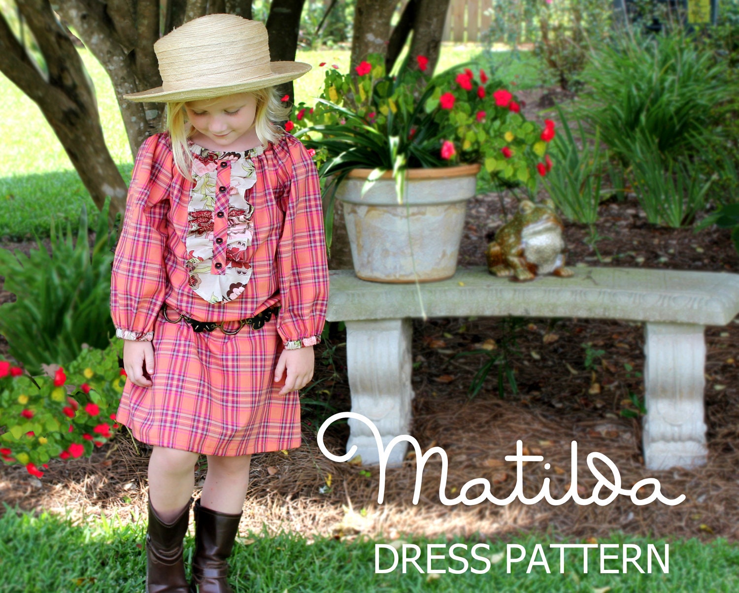 Matilda - Girl's Peasant Dress Pattern PDF. Girl's Long Sleeved Sewing Pattern.Tutorial  Sizes 12m-10 included