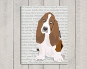 Basset Hound Art Print - Dog Art - 8x10