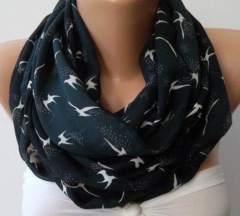 Swallow - Infinity Scarf, Loop Scarf Circle Scarf - Elegant - It made with good quality chiffon fabric - Super Loop.