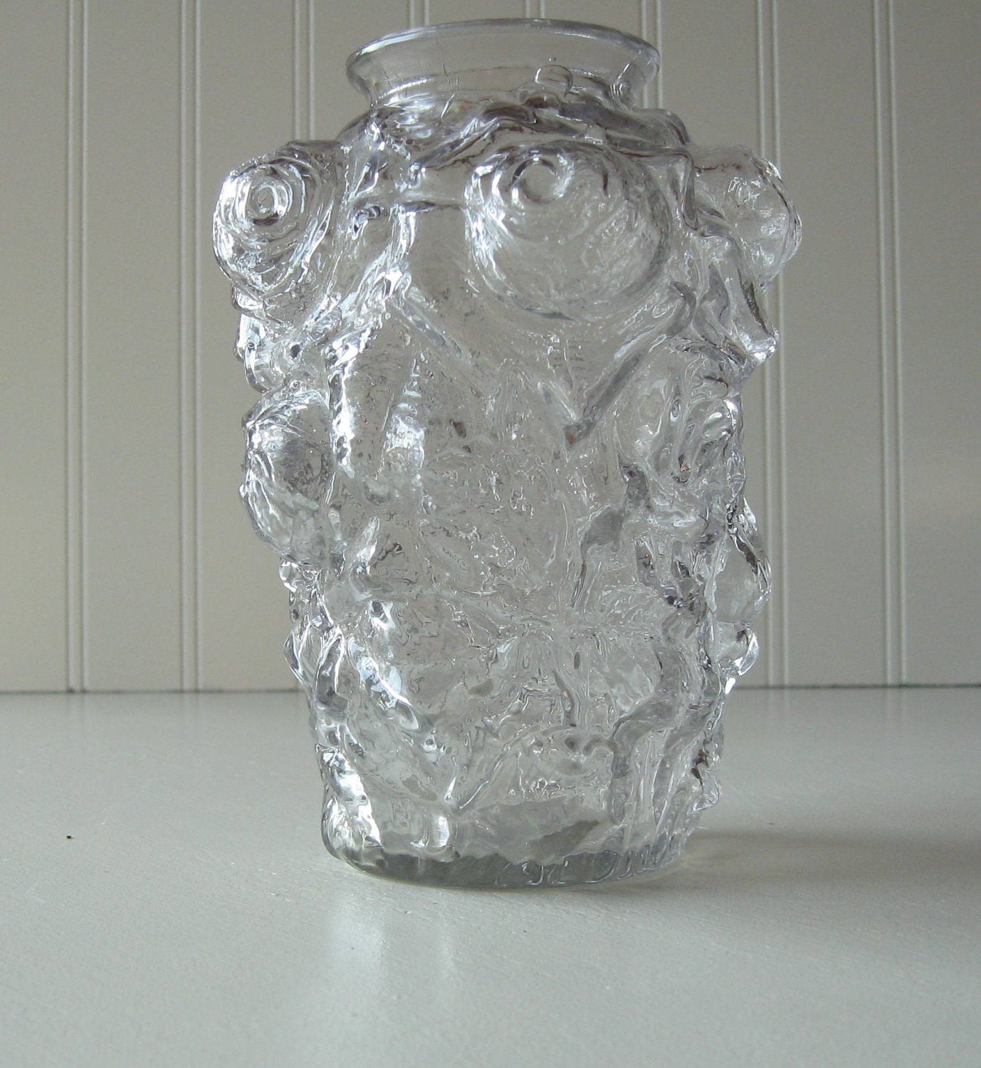 Goofus Glass, Vase, Antique, Clear Vase, Organic