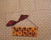 Fall Sign "Harvest Moon" Wood Painted Mini Shelf Sitter Sign