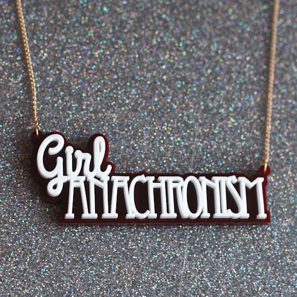 Girl Anachronism necklace - laser cut acrylic