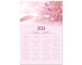 2013 Wall Calendar, Year at a glance Photo Calendar, Buy 2 get 1 for free, Size 12x8, Fine Art Photography, Pink Flower Macro