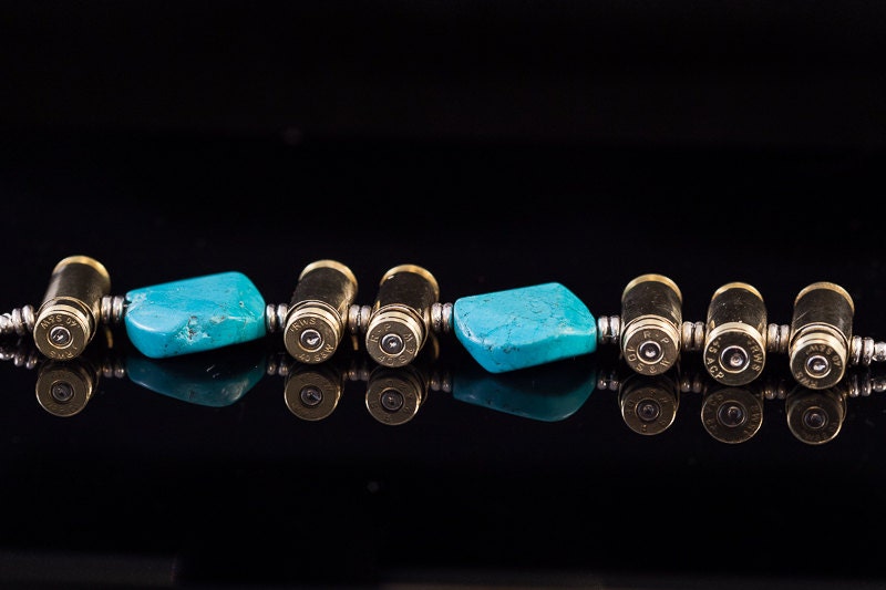 Ammo Bullet Turquoise Bracelet-"Targets and Turquoise"-Azura Braclet 40mm, 45mm bullets