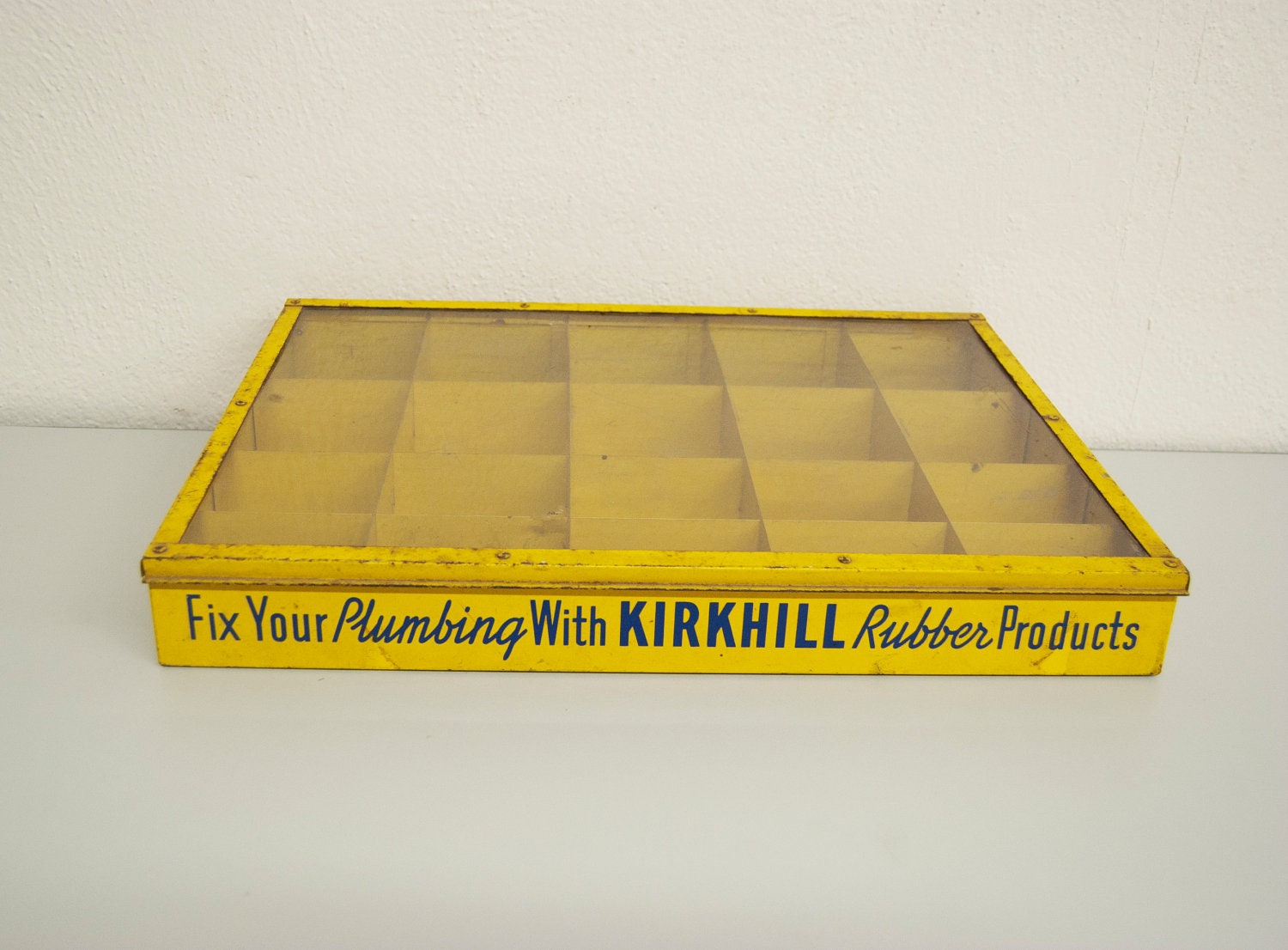 Vintage Industrial Storage Plumbing Countertop Advertising Display