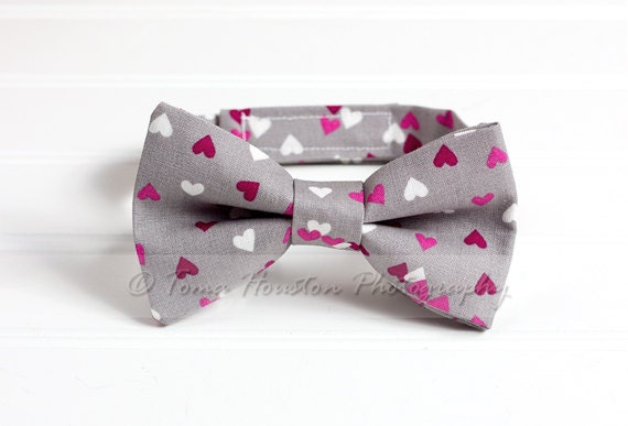 Boy's, Girl's Bow Tie, Newborn, Baby, Child- Hearts, Valentine's Day, Pink, White, Grey - Tomastutusandthings