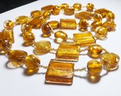 Gold Lampworked Glass Beadwork Necklace