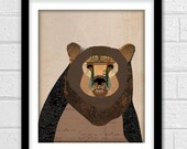 Bear Collage - Poster Print - Fine Art Collage Illustration Print - 8x10