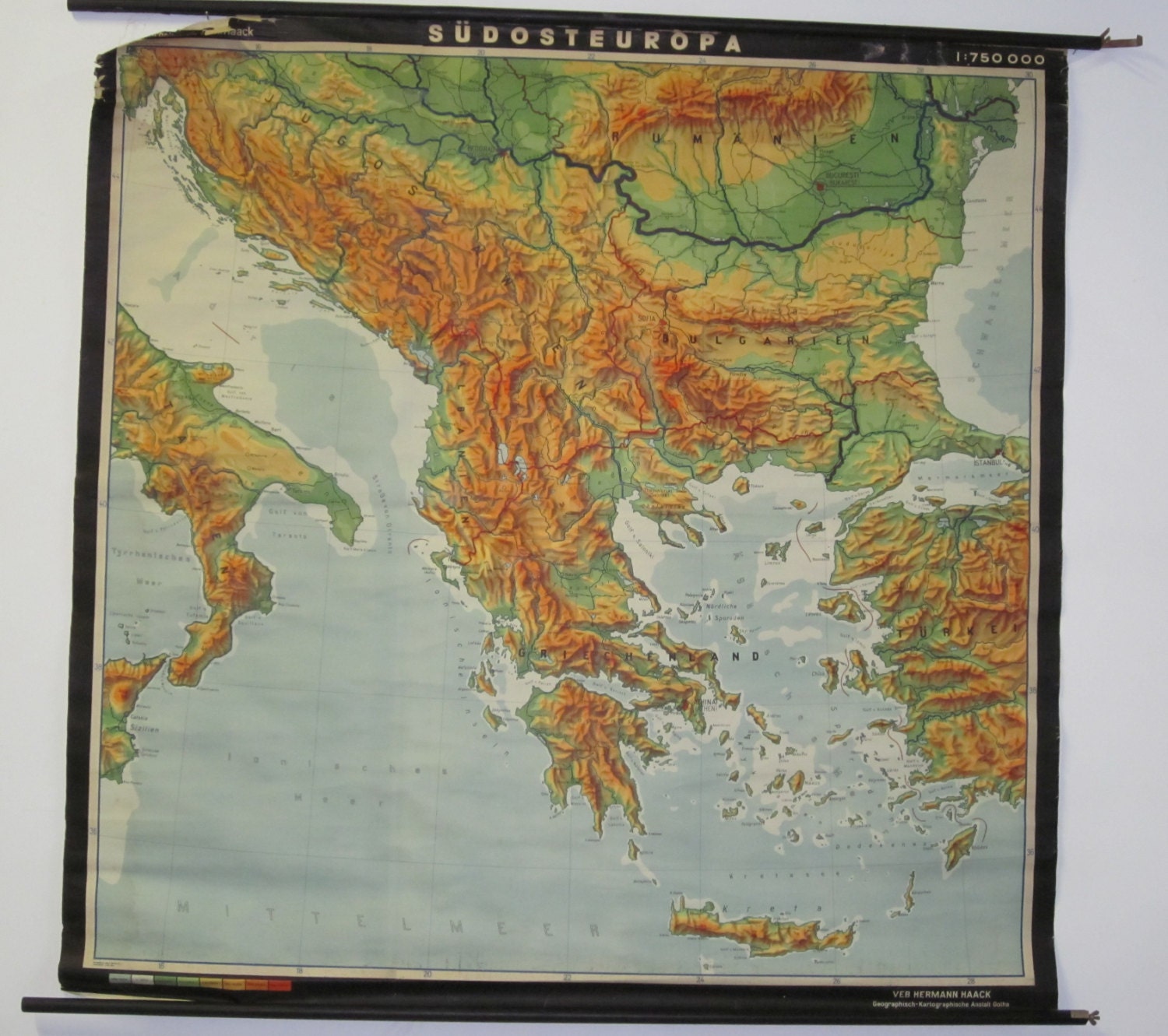 Vintage Belgian School Map of Southeastern Europe