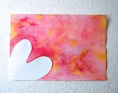 Lenna original "HEART" wall art  watercolor painting, love warm red yellow orange Gift for newly-weds, couples, parents, Valentine's day