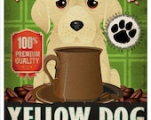 Yellow Dog Coffee Bean Company Original Art Print  - Yellow Mixed Breed Art -11x14-Customize with Name