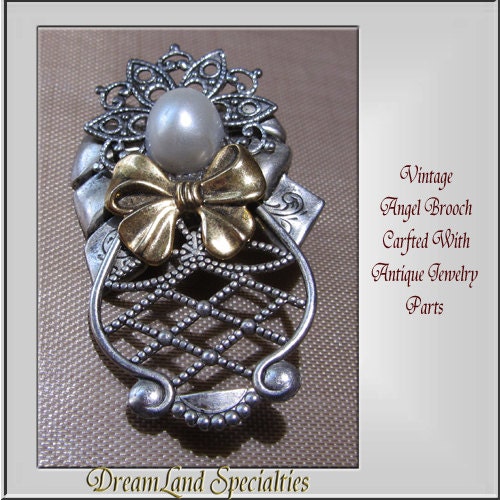 Angel Brooch Vintage Jewelry Crafted With Antique Jewelry Parts