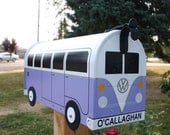 Lilac Volkswagen Bus Mailbox by TheBusBox Custom made - Choose your color - SplitBusBox