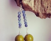 wire wrapped with aventurine with mossy green vintage lucite bead.
