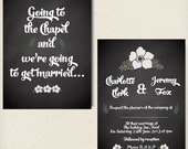 Rustic Chalkboard Floral Printed Wedding Invitation with RSVP