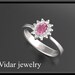 Engagement Ring,Diamond Engagement Ring,Pink Sapphire Princess DIANA Engamenet Ring 14k White Gold
