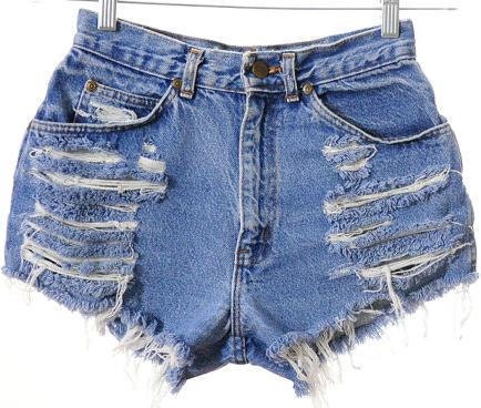 Unique Jeans Destroyed High Waisted Denim Shorts
