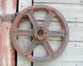 Chippy Red and Rusty Iron Industrial Wheel - SparkleUpcycledGoods
